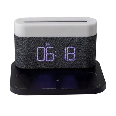Table Lamp Bedroom Desktop Bedside Lamp Clock Four - in - one Wireless Phone Charger - Zambeel
