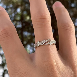 1 Piece Fashion Niche Lightning Open Ring For Men, Party Accessory, Daily Wear, Trendy Jewelry, Retro Design, Durable Rhodium - Plated Metal, Bold Accessory, Avant - Garde Shape, Ideal Gift For Style - Cons - Zambeel