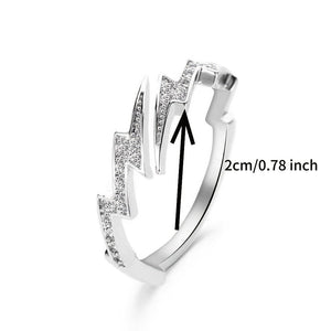 1 Piece Fashion Niche Lightning Open Ring For Men, Party Accessory, Daily Wear, Trendy Jewelry, Retro Design, Durable Rhodium - Plated Metal, Bold Accessory, Avant - Garde Shape, Ideal Gift For Style - Cons - Zambeel