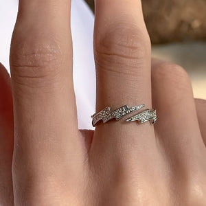 1 Piece Fashion Niche Lightning Open Ring For Men, Party Accessory, Daily Wear, Trendy Jewelry, Retro Design, Durable Rhodium - Plated Metal, Bold Accessory, Avant - Garde Shape, Ideal Gift For Style - Cons - Zambeel