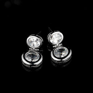 14K Real Gold Plating Round Ring Earrings Micro - Inlaid - Zambeel