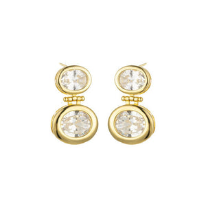 14K Real Gold Plating Round Ring Earrings Micro - Inlaid - Zambeel
