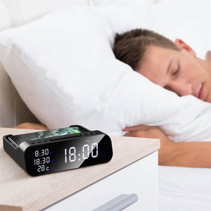 15W Three - in - one Wireless Charger Temperature Tester Multi Alarm Clock Fast Charging Mobile Phone Usb Charger Charging Station - Zambeel