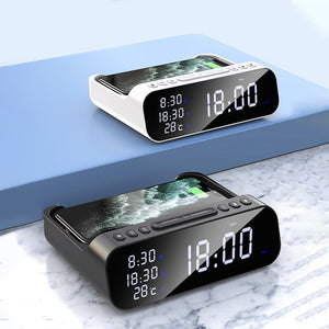 15W Three - in - one Wireless Charger Temperature Tester Multi Alarm Clock Fast Charging Mobile Phone Usb Charger Charging Station - Zambeel