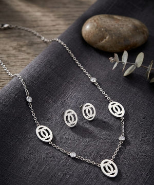 Geometric Silver Jewelry Set