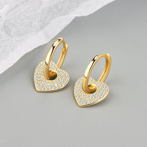18K Gold Copper Micro - inlaid Earrings European And American Famous Diamond Heart Earrings - Zambeel