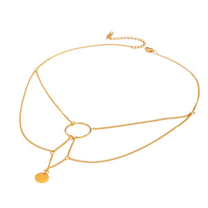 18K Gold Stainless Steel Irregular Geometric Hanging Ring Necklace - Zambeel