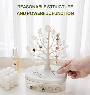 1pc Creative Tree Jewelry Storage Box - Desktop Cosmetics Display Box, Dustproof Plastic Storage Container For Jewelry, Small Items And Cosmetics, Multi - functional Storage Organizer, Desktop Decor - Zambeel