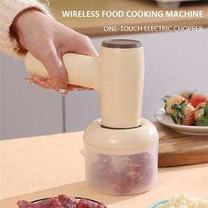 2 In 1 Electric Garlic Chopper USB Rechargeable Vegetable Chili Meat Ginger Masher Handheld Multipurpose Kitchen Gadgets - Zambeel