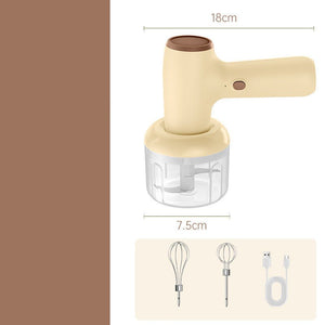 2 In 1 Electric Garlic Chopper USB Rechargeable Vegetable Chili Meat Ginger Masher Handheld Multipurpose Kitchen Gadgets - Zambeel