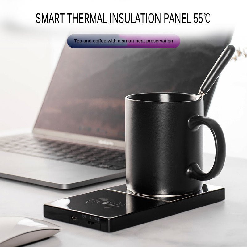 2 In 1 Heating Mug Cup Warmer Electric Wireless Charger For Home Office Coffee Milk - Zambeel