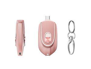 2 In 1 Mini Keychain Power Bank Keyring Hanging Buckle 2 Output Interfaces 5V 1200MAH Backup Power Bank Retractable Plug Waterproof Phone Charging Accessories - Zambeel