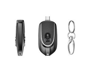2 In 1 Mini Keychain Power Bank Keyring Hanging Buckle 2 Output Interfaces 5V 1200MAH Backup Power Bank Retractable Plug Waterproof Phone Charging Accessories - Zambeel
