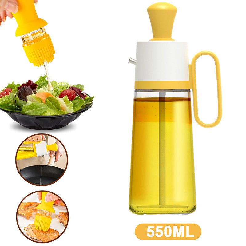 2 In 1 Oil Dispenser With Silicon Brush BBQ Oil Spray Glass Bottle Silicone For Barbecue Cooking Seasoning Bottle Kitchen Gadgets - Zambeel