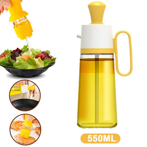 2 In 1 Oil Dispenser With Silicon Brush BBQ Oil Spray Glass Bottle Silicone For Barbecue Cooking Seasoning Bottle Kitchen Gadgets - Zambeel