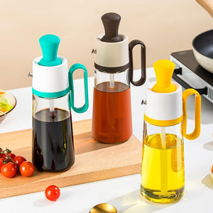2 In 1 Oil Dispenser With Silicon Brush BBQ Oil Spray Glass Bottle Silicone For Barbecue Cooking Seasoning Bottle Kitchen Gadgets - Zambeel