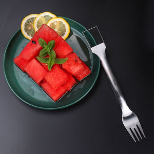 2 In 1 Watermelon Fork Slicer Multi - purpose Stainless Steel Watermelon Slicer Cutter Kitchen Fruit Cutting Fork Fruit Divider Kitchen Gadgets - Zambeel