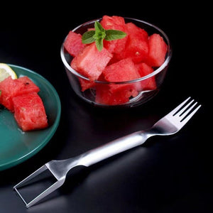 2 In 1 Watermelon Fork Slicer Multi - purpose Stainless Steel Watermelon Slicer Cutter Kitchen Fruit Cutting Fork Fruit Divider Kitchen Gadgets - Zambeel