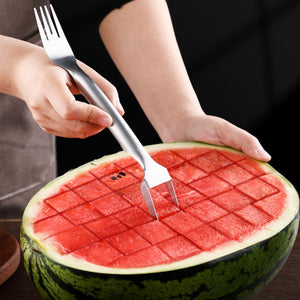 2 In 1 Watermelon Fork Slicer Multi - purpose Stainless Steel Watermelon Slicer Cutter Kitchen Fruit Cutting Fork Fruit Divider Kitchen Gadgets - Zambeel