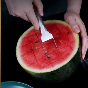 2 In 1 Watermelon Fork Slicer Multi - purpose Stainless Steel Watermelon Slicer Cutter Kitchen Fruit Cutting Fork Fruit Divider Kitchen Gadgets - Zambeel