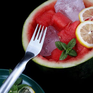 2 In 1 Watermelon Fork Slicer Multi - purpose Stainless Steel Watermelon Slicer Cutter Kitchen Fruit Cutting Fork Fruit Divider Kitchen Gadgets - Zambeel
