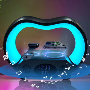 2024 New 6 In 1 Smart Remote Control Bluetooth - compatible Ambience Intelligent LED Table Lamp Multi - function Wireless Charger Night Light Bluetooth - compatible Speaker - Zambeel