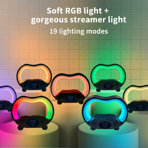2024 New 6 In 1 Smart Remote Control Bluetooth - compatible Ambience Intelligent LED Table Lamp Multi - function Wireless Charger Night Light Bluetooth - compatible Speaker - Zambeel