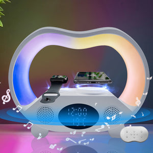 2024 New 6 In 1 Smart Remote Control Bluetooth - compatible Ambience Intelligent LED Table Lamp Multi - function Wireless Charger Night Light Bluetooth - compatible Speaker - Zambeel