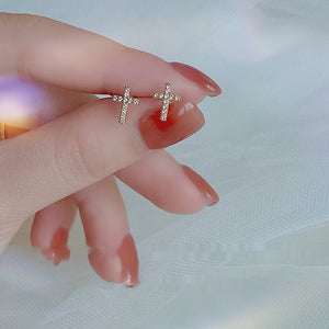 2024 New Fashion Stainless Steel Cross Earrings Product Temperament All Match Birthday Anniversary Earrings Small Gift - Zambeel