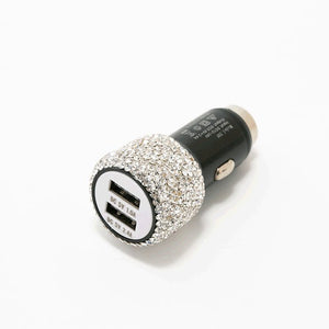 2.4A Dual Port Car Mobile Phone Charger With One For Two Diamond - Inlaid Dual Usb Car Charger Travel Car Charging Head - Zambeel