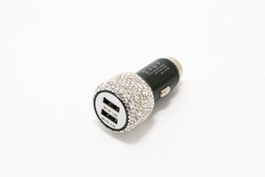 2.4A Dual Port Car Mobile Phone Charger With One For Two Diamond - Inlaid Dual Usb Car Charger Travel Car Charging Head - Zambeel