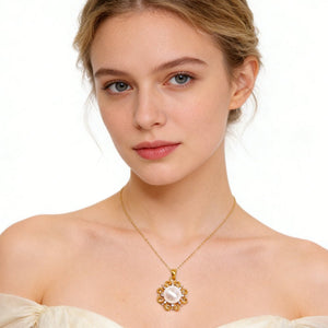 24K Gold SUN Necklace Jewelry Simple Choker Pendant Woman Accessories Fashion Creative Gift - Zambeel