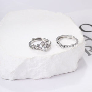2pc Light Luxury Crown Ring For Women, 2 - in - 1 Detachable Niche Design Ins Trendy Stackable Diamond Ring, Gift For Girlfriend - Zambeel
