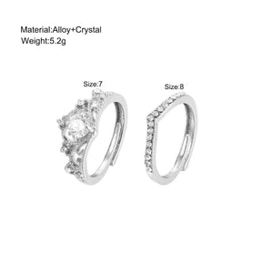 2pc Light Luxury Crown Ring For Women, 2 - in - 1 Detachable Niche Design Ins Trendy Stackable Diamond Ring, Gift For Girlfriend - Zambeel