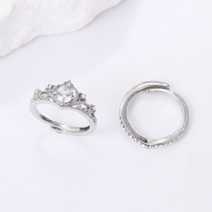 2pc Light Luxury Crown Ring For Women, 2 - in - 1 Detachable Niche Design Ins Trendy Stackable Diamond Ring, Gift For Girlfriend - Zambeel