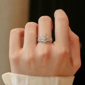 2pc Light Luxury Crown Ring For Women, 2 - in - 1 Detachable Niche Design Ins Trendy Stackable Diamond Ring, Gift For Girlfriend - Zambeel