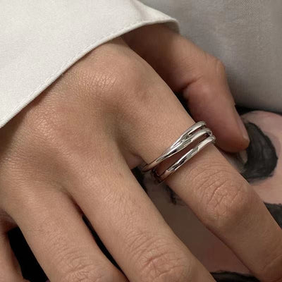 2pc Retro Plain Band Index Finger Ring For Women, Ins Trendy Cool Internet - Famous Stylish & Personalized Open Adjustable Ring, Small Jewelry - Zambeel