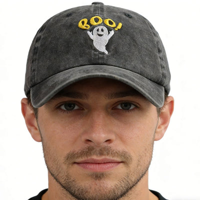 2pcs Cute Spooky BOO Cap For Women Men, Adjustable Embroidered Wash Cotton Baseball Cap - Zambeel