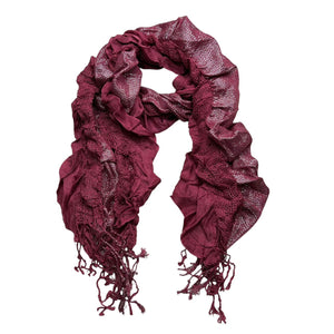 2pcs Extra Long Evening Glamour Piece Magenta Metallic Crinkle Scarf,Shimmer Textured Scarf ,Luxe Look For Evening Wear,Scarf,vacation,daily Life,evening Party,Office Appropriate Subtlety - Zambeel