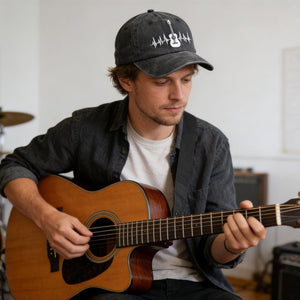 2pcs Guitar Accessories Baseball Cap Guitar Hat Gifts For Women Men, Adjustable Embroidered Wash Cotton Baseball Cap - Zambeel