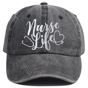 2pcs Nurse Life Hat For Women Men, Adjustable Embroidered Wash Cotton Baseball Cap - Zambeel
