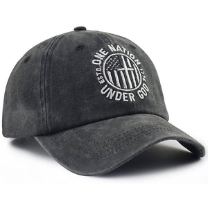 2pcs One Nation Under God Baseball Cap For Women Men, Adjustable Embroidered Wash Cotton Baseball Cap - Zambeel
