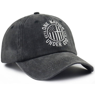 2pcs One Nation Under God Baseball Cap For Women Men, Adjustable Embroidered Wash Cotton Baseball Cap - Zambeel