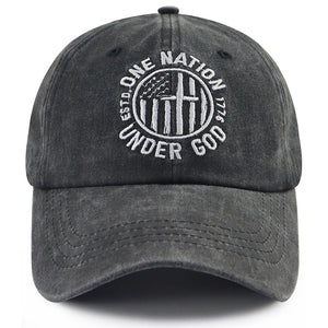 2pcs One Nation Under God Baseball Cap For Women Men, Adjustable Embroidered Wash Cotton Baseball Cap - Zambeel