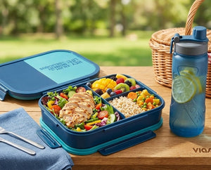 3 Compartments Bento Box & Water Bottle Set - Zambeel
