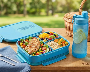 3 Compartments Bento Box & Water Bottle Set - Zambeel