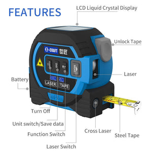 3 In 1 Laser Tape Measure Rangefinder 5m Tape Ruler Infrared High - precision Intelligent Electronic Ruler Building Distance Meter - Zambeel
