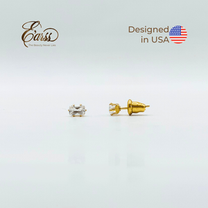 3 mm Cubic Zirconia Emarald Cut | Stainless Steel | 18K Gold Plated - Zambeel