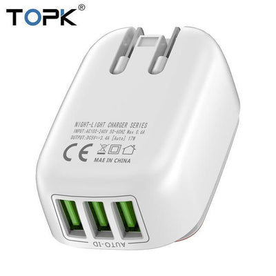 3 - Port Phone Charger With Dimming Nightlight - Zambeel