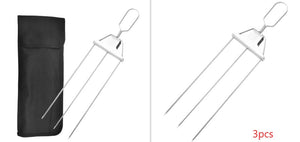 3 - Prong Skewer Stick Needles Kebab 3 Way Forks Stainless Steel Barbecue Grill Fork Household BBQ Non - stick - Zambeel